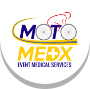 A logo of a bicycle rider and the words " moto medx event medical services ".